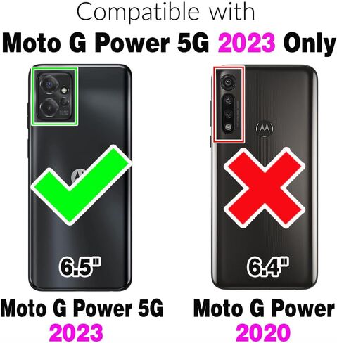 Asuwish Phone Case for Motorola Moto G Power 5G 2023 Zipper Wallet Detachable Cell Cover with Tempered Glass Screen Protector Crossbody Lanyard Strap Flip Card Holder Slot GPower G5 Women Girls White in Saudi Arabia