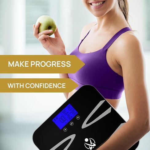 INEVIFIT BODY-ANALYZER SCALE, Highly Accurate Digital Bathroom Body Composition Analyzer, Measures Weight, Body Fat, Water, Muscle, BMI, Visceral levels & Bone Mass for 10 Users. includes Batteries in Kuwait