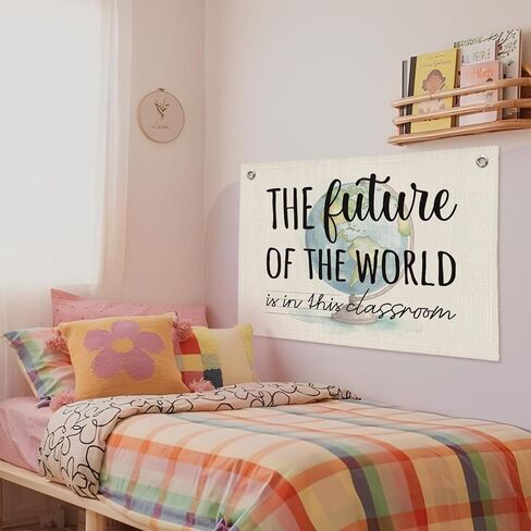 Boho Classroom Decor, You Make This Classroom Brighter Wall Hanging Banner, Positive Motivational Wall Decor, Linen Banner Flag Decor for School Classroom in Saudi Arabia