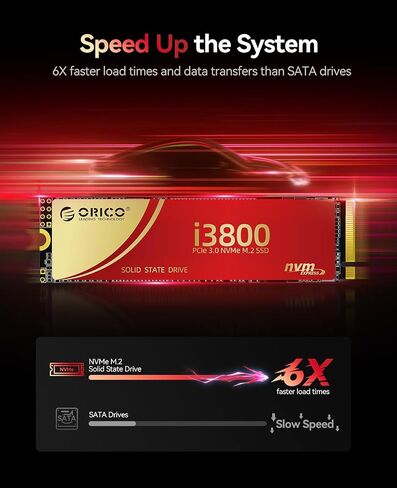 ORICO i3800 512GB M.2 NVMe SSD, PCIe Gen3x4 M2 2280 SSD, Up to 2800MB/s Read & 1600MB/s Write, 3D NAND Flash Internal Solid State Drive with SLC Cache, Compatible with Laptops PC Desktops in Saudi Arabia