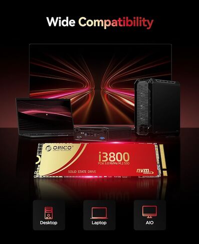 ORICO i3800 512GB M.2 NVMe SSD, PCIe Gen3x4 M2 2280 SSD, Up to 2800MB/s Read & 1600MB/s Write, 3D NAND Flash Internal Solid State Drive with SLC Cache, Compatible with Laptops PC Desktops in Saudi Arabia
