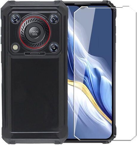 Case for Oukitel WP36 Pro + Glass Screen Protector Tempered Film - Transparent Silicone Soft Flexible Bumper Shockproof TPU Protective Cover Shell for Oukitel WP36 Pro (Black) in Saudi Arabia