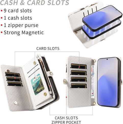 Asuwish Phone Case for Samsung Galaxy Note 20 5G Zipper Wallet Detachable Cell Cover with Tempered Glass Screen Protector Crossbody Strap Flip Card Holder Note20 Notes 20s Twenty Not S20 Women White in Saudi Arabia