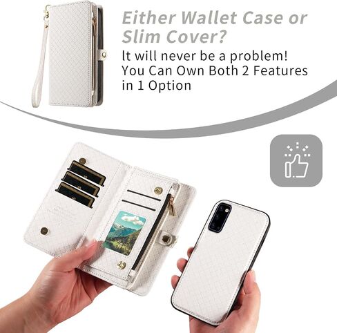 Asuwish Phone Case for Samsung Galaxy Note 20 5G Zipper Wallet Detachable Cell Cover with Tempered Glass Screen Protector Crossbody Strap Flip Card Holder Note20 Notes 20s Twenty Not S20 Women White in Saudi Arabia