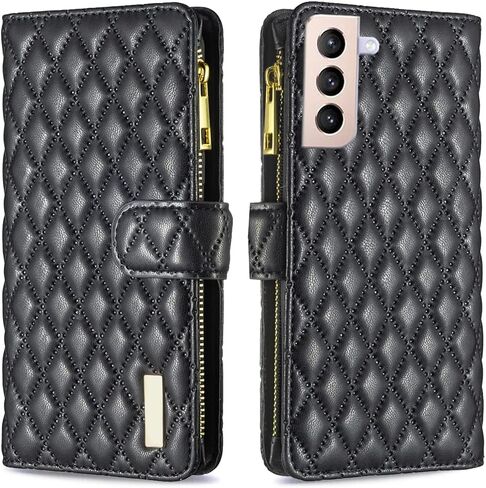Asuwish Phone Case for Samsung Galaxy S21 Plus S21+ 5G Wallet Cover with Tempered Glass Screen Protector and Flip Card Holder Stand Cell Accessories S21+5G S21plus 21S + S 21 21+ G5 Women Girls Black in Saudi Arabia