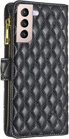 Asuwish Phone Case for Samsung Galaxy S21 Plus S21+ 5G Wallet Cover with Tempered Glass Screen Protector and Flip Card Holder Stand Cell Accessories S21+5G S21plus 21S + S 21 21+ G5 Women Girls Black in Saudi Arabia
