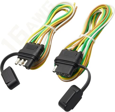 4 دبوس مركبة الجانب مقطورة الأسلاك تسخير 49 بوصة، 16AWG 4 الشق مقطورة مقبس التوصيل الخفيف مع غطاء الغبار، شاحنة 4 طريقة موصل مقطورة مسطحة أنثى 4 سلك استبدال مقطورة وصلة الأسلاك 4ft in Kuwait
