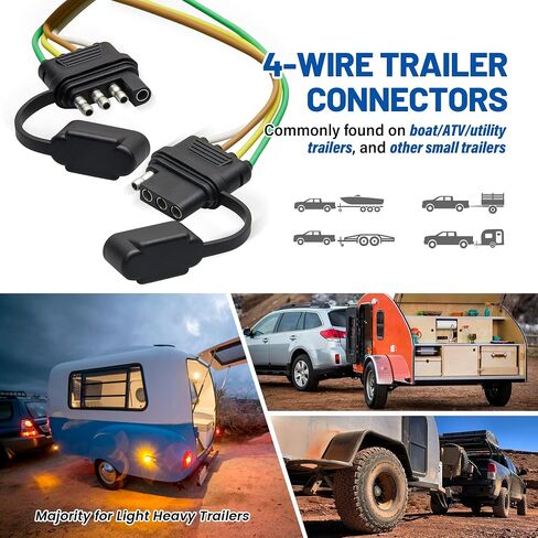 4 دبوس مركبة الجانب مقطورة الأسلاك تسخير 49 بوصة، 16AWG 4 الشق مقطورة مقبس التوصيل الخفيف مع غطاء الغبار، شاحنة 4 طريقة موصل مقطورة مسطحة أنثى 4 سلك استبدال مقطورة وصلة الأسلاك 4ft in Kuwait