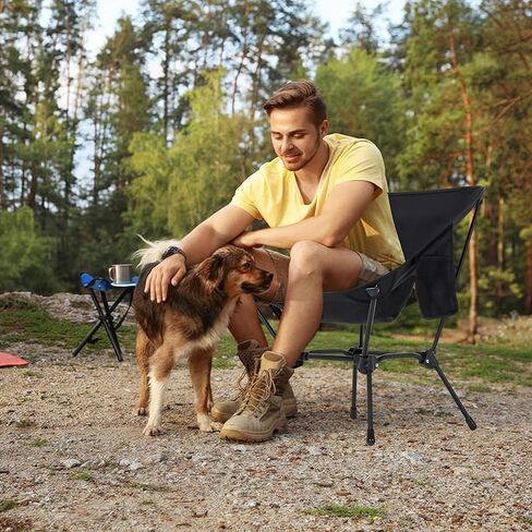 Camping Chair Portable Lightweight Camping Chairs for Adults Foldable 600D Oxford Ultralight Backpacking Chair with Breathable Mesh and Pocket for Outdoor Travel Hiking, Black in Kuwait