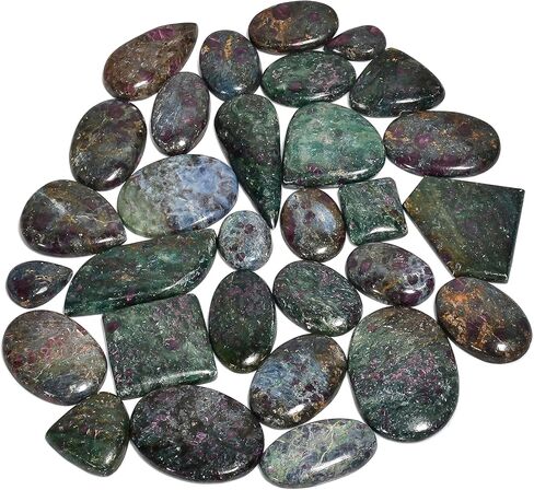 Natural Tourmilated Moonstone Pack of 4 - Assorted Loose Crystals for Jewelry Making, Polished Stones, Good Luck Birthstone Gift Set in Kuwait