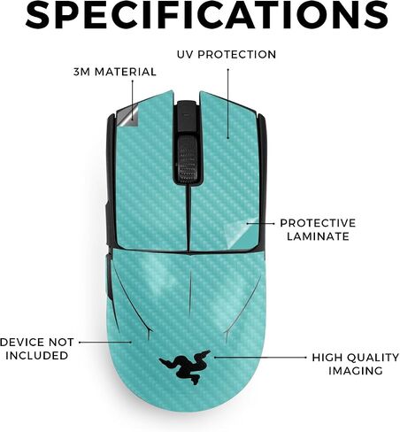 Carbon Fiber Mouse Skin Compatible with Razer Viper V3 Pro - Viper Snow - Premium 3M Vinyl Protective Wrap Decal Cover - Easy to Apply | Crafted in The USA by MightySkins in Saudi Arabia