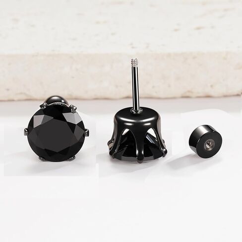 Screw Back Titanium Surgical Stainless Steel Square Princess Cut CZ Earrings Flat Back Packs Platinum Plated Hypoallergenic for Women Men Sensitive Ears Cubic Zirconia Simulated Diamond 20G Stud in Kuwait