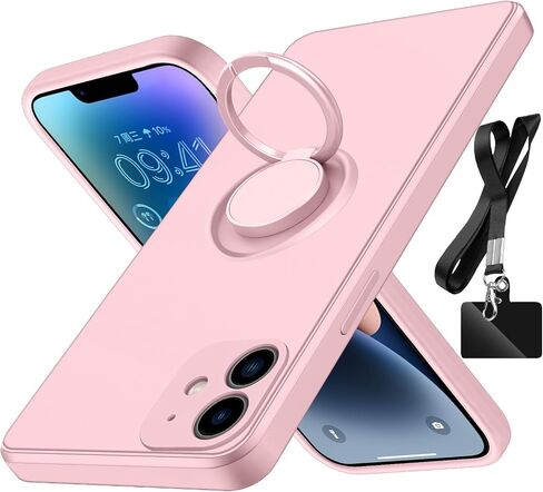 for iPhone 11 Case, with 360°Rotatable Ring Holder Kickstand & Strap Lanyard Premium Liquid Silicone Slim Anti-Scratch Shockproof Protective Case for iPhone 11, Blue 2.16 in Saudi Arabia