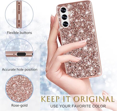 Silicone Case for Samsung Galaxy A55 5G Case Glitter Sparkle Bling, Hybrid Matte Back Case High Impact Heavy Duty Shockproof Protective Cover for Samsung A55 Cute Case for Women 6.6" (Rose Gold) in Kuwait
