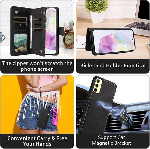 علبة الهاتف ASUWISH لـ Samsung Galaxy A35 5G SHIPPER WALLET غطاء خلايا قابلة للفصل مع حامي شاشة زجاجية مقاس كروسودي شبل حلق. in Kuwait