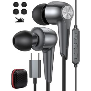 USB C Earbuds Wired Headphones with Microphone for Samsung Galaxy S24 Ultra S23 FE S22 S21 Z Flip Fold 5, USB Type C in-Ear Noise Canceling Sport Headset for iPhone 15 Pro Max iPad Oneplus Pixel 8 7 6