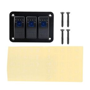 Rocker Switch Panel,3 Gang 12-24V Toggle Rocker Switch Panel with LED Light for RV Car Marine Boat