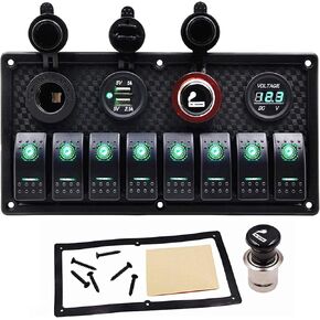 8 Gang Car Marine Boat Circuit RV LED Rocker Switch Panel