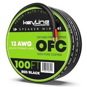 12 Gauge Speaker Wire - 100 Feet Black| 12-2 AWG Gauge - Outdoor Speaker Wire, CL3 CL2 Rated for in Ground Burial & in Wall / 2 Conductors - Marine Speaker Wire OFC Oxygen-Free Copper, Black 100ft