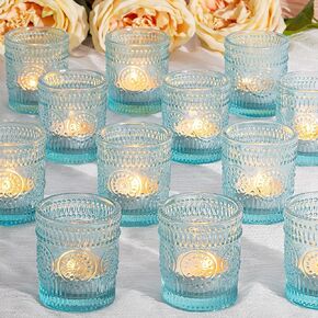 CONNOO 24 Pcs Votive Candle Holders, Iridescent Glass Candle Holders Bulk for Table Centerpiece, Tea Lights Candle Holders for Wedding Shower, Party, Holiday and Home Decor
