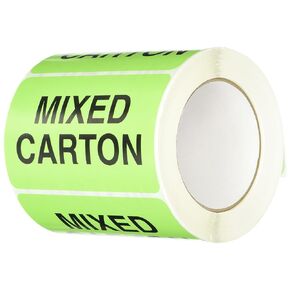 TapeCase SHIPLBL-060 Shipping Packing Labels "Mixed Carton", Neon Green - 500 Labels per roll (1 Roll)