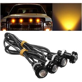4pc 23MM LED Amber Grille Light Universal Fit For Truck Boat SUV Ford SVT Raptor Style