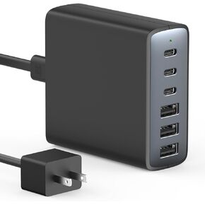 USB C Fast Charger Block, 100W Multiport Charging Station with 25W PPS 20W Wall Charger for All iPhone 15 14 13 12 Pro Max, iPad Pro Air Mini, AirPod, iWatch, Samsung Galaxy S23, Fire HD, 5ft Cord