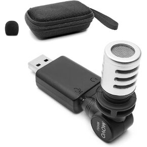 Movo MA5U Pocket Audio Microphone, Omnidirectional Pickup, 3.5mm Female TRS Headphone Port, Compatible with PC and Mac USB Drives
