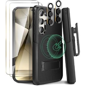 MOTIVE Compatible with for Samsung Galaxy s24 Case with Belt Clip, [10FT Military Grade Drop Protection] with Screen Protector & Camera Lens Protector for s24 Holster Case 6.1" | Ranger V2 Black