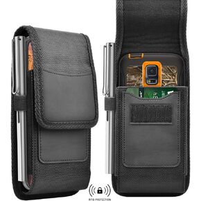 Phone Holster for Motorola Moto G Power 2022 G Stylus 5G G Pure G Play G Fast G7 Power G7 Play G7 Plus G6 E 2020 E6 Z4 Z3 Nylon Cell Phone Pouch Belt Holder Carrying Case with Clip Loop, Black