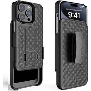 Aduro Combo Case with Kickstand & Holster for iPhone 15, Slim Shell & Swivel Belt Clip Holster, with Built-in Kickstand for Apple iPhone 15 (6.1")