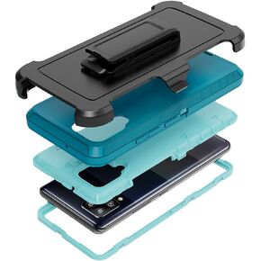 Compatible with Samsung Galaxy A42 5G Case,with Screen Protectors,Heavy Duty Rugged Shockproof Full Body Protection Kickstand Case with Belt Clip Holster for Samsung Galaxy A42 5G (Black)