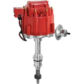 HEI Distributor 65K Coil for Small Block Ford 260 289 302 5.0L with Red Cap Ignition Distributor One Wire Installation