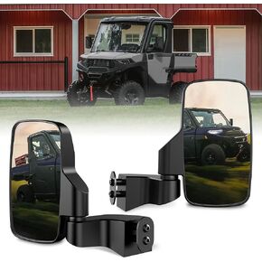 Ranger Side Rear View Mirrors Full-Door Mounted, GEVINFA UTV Side Mirrors for Polaris Ranger Door Compatible With 2018-24 Polaris Ranger CREW SP XP 570 1000 2019-23 Commercial Pro XD(WITH DRILL)