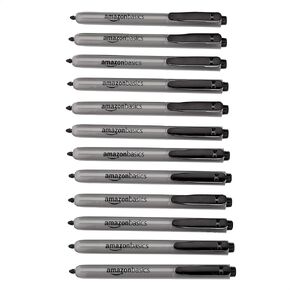 Amazon Basics Retractable Permanent Markers - Assorted Colors, 12 Count