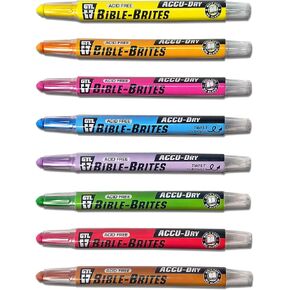 G.T. Luscombe Company, Inc. Accu-Dry Bible-Brites Multicolored 5 x 4 Acrylic Highlighters Set of 8