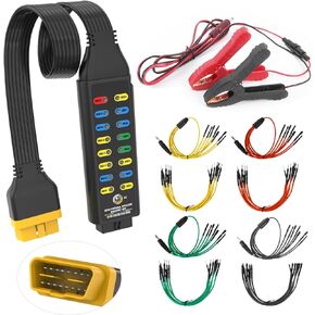 OBD2 Breakout Box, Automotive OBDII Protocol Detector Communication/Power/Ground Detection Breakout Box 16-Pin CAN 17.7 inches Cable Fault Diagnosis Scan Tool with Universal Wire Jumper and Clips