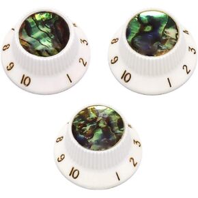 Guitar Knobs Abalone Top Speed Control Knobs 6mm Shaft Pots Volumn Tone Knobs Compatiable with Strat Stratocaster Electric Guitar Set of 3Pcs.