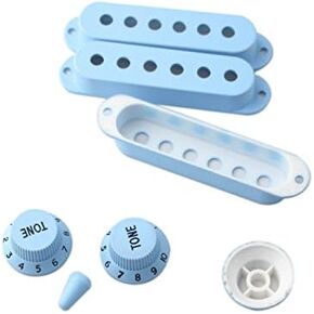 WINOMO Guitar Pickup Covers Knobs Switch Tip Set: 5 Way Switch Tip Cap, Guitar Accessories, Light Blue Electric Guitar Replacement Parts