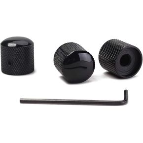 3Pcs Metal Guitar Knobs Volume Tone Control Knobs Dome Knobs with with Allen Keys Screws for Fender Telecaster Gibson Les Paul Electric Guitar Bass (Black)