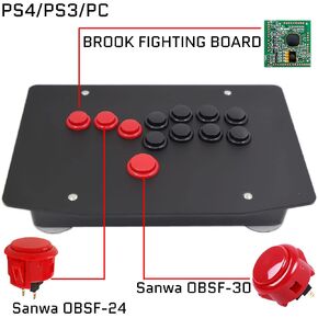 RAC-J500B-PS جميع الأزرار عصا التحكم في ألعاب الفيديو لأجهزة PS4/PS3/PC Sanwa OBSF-24 30 in Kuwait