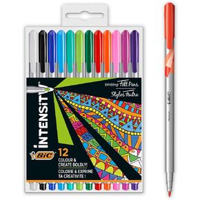 Bic Intensity Writing Felt Pens With Fine And Medium Writing Felt Pens In Assorted Colours, Pack Of 32