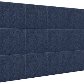 Gute Large Cork Board Alternative, 12 Pcs Felt Wall Tiles with Safe Adhesive Tabs, 12“ Large Square Pin Board for Walls & Office Pin Board Tack Board (Assembled 48"x38") - Dark Blue