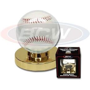 2 Round Plastic Baseball Holder with Gold Base (Ball Protection) - 2 Holders