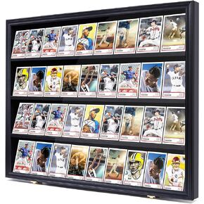 Sports Card Display Case | Baseball and Trading Card Display Case for Collectibles | Graded Card Case | 92% Clear View | Antifade UV Protection | Gold Locks | Fits 36 Pokemon Basketball Cards | Black