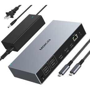 محطة إرساء MOKiN USB C Displaylink 3 شاشات عرض مزدوجة ثلاثية مع 3 HDMI، 2 DP، طاقة تيار مستمر، USB A&C لجهاز MacBook M1 M2 M3/Dell/HP/Lenovo in Kuwait
