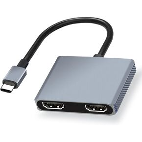 USB C to Dual HDMI Adapter 4K, Docking Station Dual Monitor, Type C to HDMI Splitter Extended Display, Laptop Docking Stations Connect Two Monitor, MST Mode (Extended displays) Only for Win OS