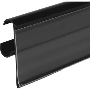 Fulmoon 27 x 1.26 Inch Wire Shelf Label Holder Strip Price Tag Holder Black Back Plastic Label Holder with Clear PVC Cover Black Back for Refrigeration Cases Cooler Shelf (100 Pcs)