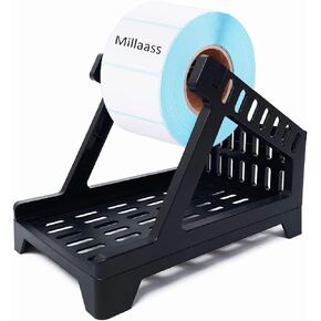 Label Holder, Thermal Label Holder for Rolls and Fan-Fold Labels, Shipping Label Roll Holder,Work with Desktop Label Printer for Office and Home (Black)