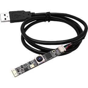 ELP 16MP Autofocus USB Camera with Microphone for Computer Mini UVC USB2.0 Lightburn Camera Micro USB Security PC Camera Module Laser Engraver Webcam Board (100degree No Distortion Lens)